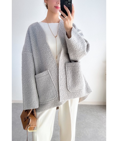 セール】【ZOZO限定】フェイクリングウールカーデジャケット（ノー