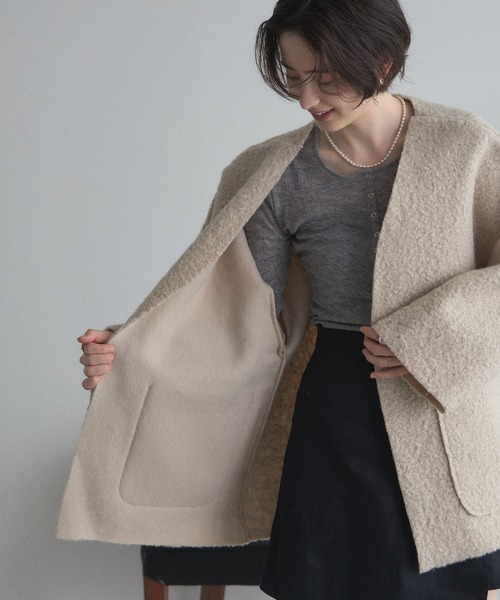 セール】【ZOZO限定】フェイクリングウールカーデジャケット（ノー