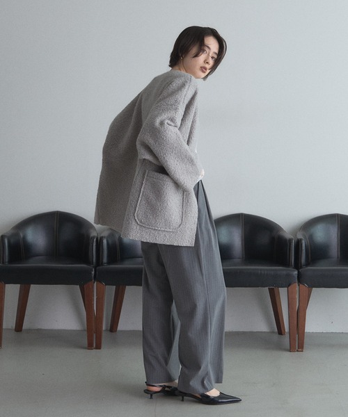 セール】【ZOZO限定】フェイクリングウールカーデジャケット（ノー