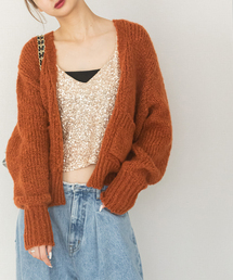 【TRICOT JEAN MARC】 ポケット付ショートニットカーディガン