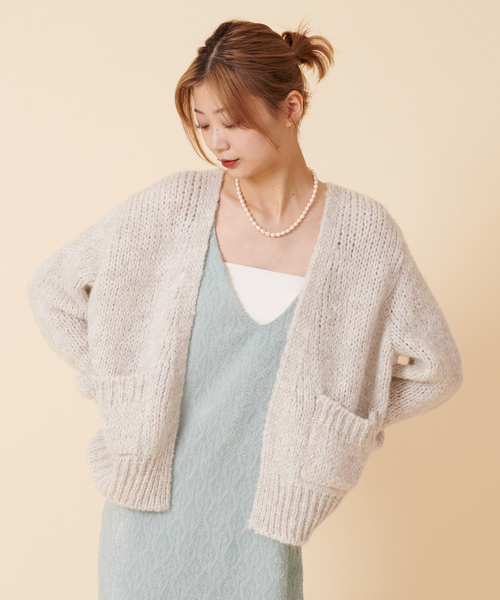 U by SPICK&SPAN（ユーバイスピックアンドスパン）の「【TRICOT JEAN MARC】 ポケット付ショートニットカーディガン（カーディガン/ボレロ・レディース・アイボリー/オレンジ・FREE）」の15枚目の写真