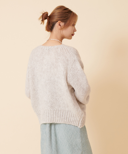 U by SPICK&SPAN（ユーバイスピックアンドスパン）の「【TRICOT JEAN MARC】 ポケット付ショートニットカーディガン（カーディガン/ボレロ・レディース・アイボリー/オレンジ・FREE）」の10枚目の写真