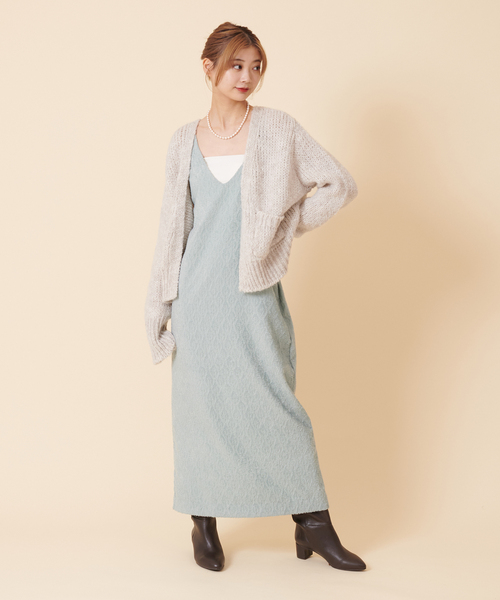 U by SPICK&SPAN（ユーバイスピックアンドスパン）の「【TRICOT JEAN MARC】 ポケット付ショートニットカーディガン（カーディガン/ボレロ・レディース・アイボリー/オレンジ・FREE）」の5枚目の写真