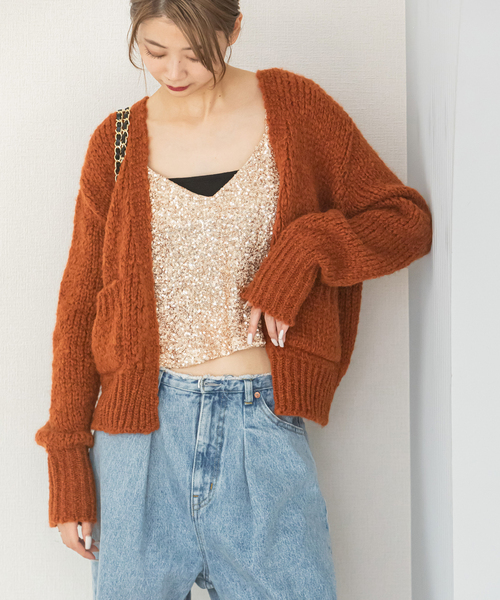 U by SPICK&SPAN（ユーバイスピックアンドスパン）の「【TRICOT JEAN MARC】 ポケット付ショートニットカーディガン（カーディガン/ボレロ・レディース・アイボリー/オレンジ・FREE）」の16枚目の写真