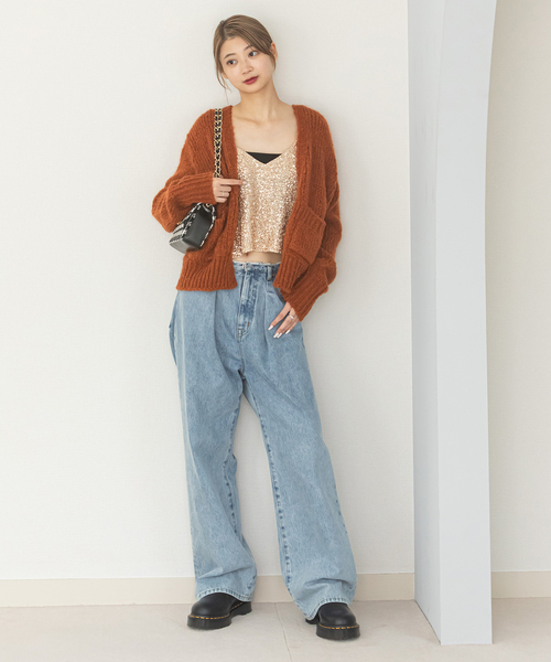 U by SPICK&SPAN（ユーバイスピックアンドスパン）の「【TRICOT JEAN MARC】 ポケット付ショートニットカーディガン（カーディガン/ボレロ・レディース・アイボリー/オレンジ・FREE）」の6枚目の写真