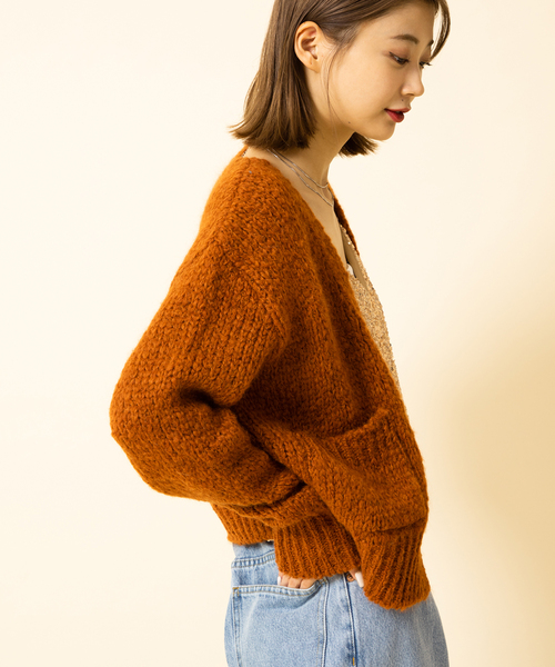 U by SPICK&SPAN（ユーバイスピックアンドスパン）の「【TRICOT JEAN MARC】 ポケット付ショートニットカーディガン（カーディガン/ボレロ・レディース・アイボリー/オレンジ・FREE）」の12枚目の写真