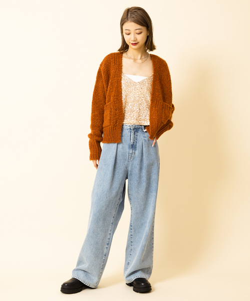 U by SPICK&SPAN（ユーバイスピックアンドスパン）の「【TRICOT JEAN MARC】 ポケット付ショートニットカーディガン（カーディガン/ボレロ・レディース・アイボリー/オレンジ・FREE）」の7枚目の写真