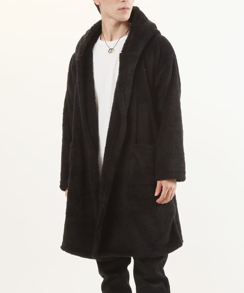 TopIsm（トップイズム）の「シャギーボア 無地ドロップショルダーコーディガン（スウェット・メンズ・ベージュ/ライトパープル/ブラック/クリアグリーン/ブルー/グレー/ワインレッド・M/L）」の10枚目の写真