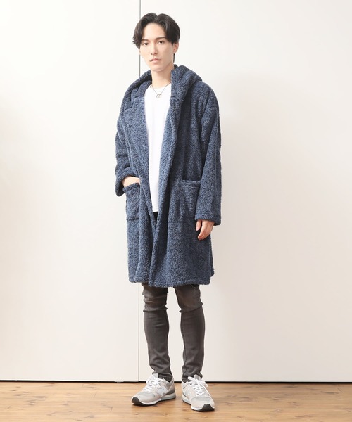 TopIsm（トップイズム）の「シャギーボア 無地ドロップショルダーコーディガン（スウェット・メンズ・ベージュ/ライトパープル/ブラック/クリアグリーン/ブルー/グレー/ワインレッド・M/L）」の19枚目の写真