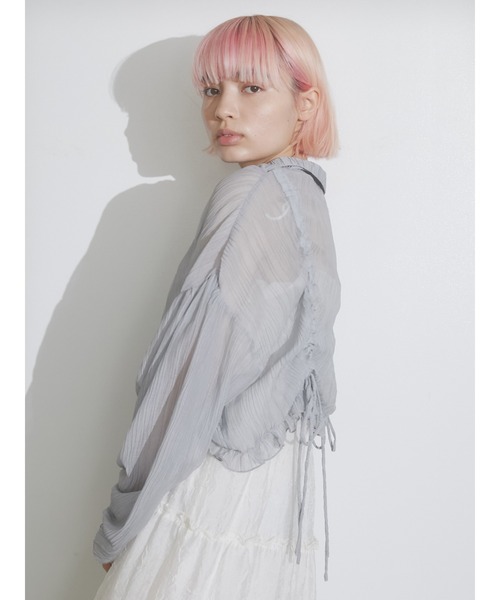 merry jenny（メリージェニー）の「シアードロストショートブラウス（シャツ/ブラウス・レディース・ピンク/ブルー/クリーム・FREE）」の6枚目の写真