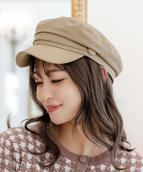 Julia Boutique（ジュリアブティック）の「ベルトデザインフェイクレザーキャスケット/22658（キャスケット・レディース・ベージュ/ブラウン/ブラック・ONE）」の3枚目の写真