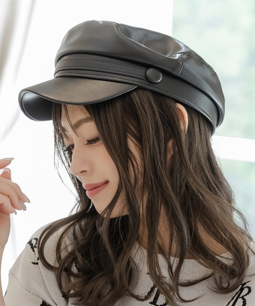 Julia Boutique（ジュリアブティック）の「ベルトデザインフェイクレザーキャスケット/22658（キャスケット・レディース・ベージュ/ブラウン/ブラック・ONE）」の2枚目の写真