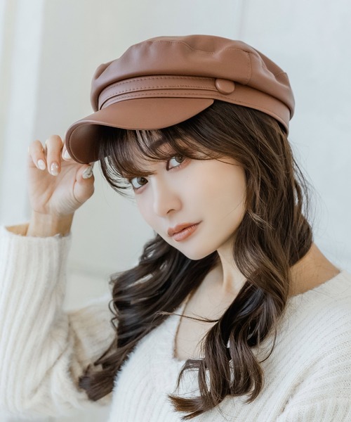 Julia Boutique（ジュリアブティック）の「ベルトデザインフェイクレザーキャスケット/22658（キャスケット・レディース・ベージュ/ブラウン/ブラック・ONE）」の4枚目の写真