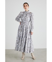 ギャザーネックパフスリーブワンピース