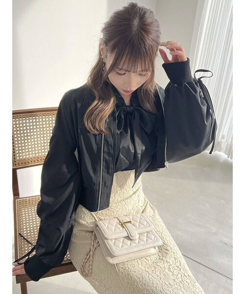 dazzlin（ダズリン）の「ギャザーコンパクトブルゾン（ブルゾン・レディース・ブラック/オフホワイト・FREE）」の8枚目の写真