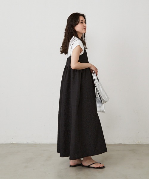 Shelly island（シェリーアイランド）の「ふくれジャガードキャミワンピース（ワンピース・レディース・ホワイト/ブラック・M）」の9枚目の写真