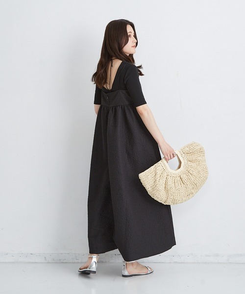 Shelly island（シェリーアイランド）の「ふくれジャガードキャミワンピース（ワンピース・レディース・ホワイト/ブラック・M）」の5枚目の写真