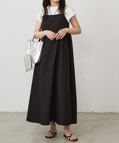 Shelly island（シェリーアイランド）の「ふくれジャガードキャミワンピース（ワンピース・レディース・ホワイト/ブラック・M）」の7枚目の写真