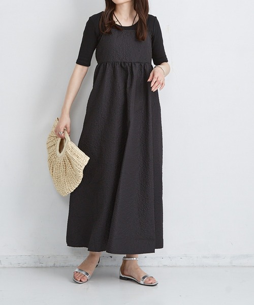 Shelly island（シェリーアイランド）の「ふくれジャガードキャミワンピース（ワンピース・レディース・ホワイト/ブラック・M）」の3枚目の写真