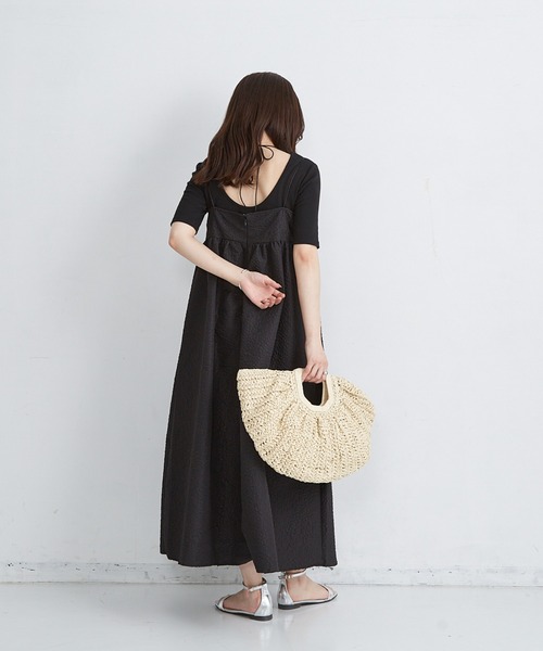 Shelly island（シェリーアイランド）の「ふくれジャガードキャミワンピース（ワンピース・レディース・ホワイト/ブラック・M）」の6枚目の写真