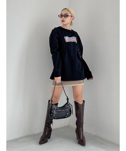 EMODA(エモダ)の「ハーフムーンショルダーバッグ(ハンドバッグ・レディース・ブラック/ピンク/シルバー・FREE)」の7枚目の写真