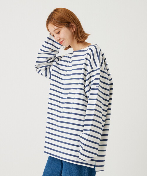B.C STOCK(ベーセーストック)の「【MONTKEMMEL / モンケメル】別注 フルボーダー ボートネックロンT(Tシャツ/カットソー・メンズ・ブラック/ブルー系その他・MEDIUM/LARGE)」の6枚目の写真