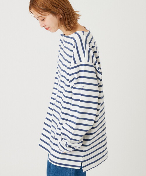 B.C STOCK(ベーセーストック)の「【MONTKEMMEL / モンケメル】別注 フルボーダー ボートネックロンT(Tシャツ/カットソー・メンズ・ブラック/ブルー系その他・MEDIUM/LARGE)」の7枚目の写真