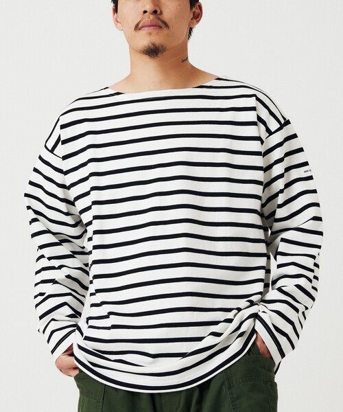 B.C STOCK(ベーセーストック)の「【MONTKEMMEL / モンケメル】別注 フルボーダー ボートネックロンT(Tシャツ/カットソー・メンズ・ブラック/ブルー系その他・MEDIUM/LARGE)」の12枚目の写真