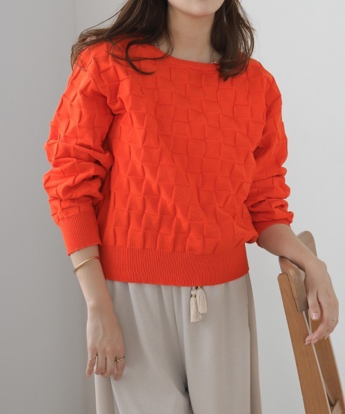 Bou Jeloud（ブージュルード）の「イントレチャートドルマンプルオーバー（その他トップス・レディース・オレンジ/グリーン/アイボリー・FREE）」の3枚目の写真