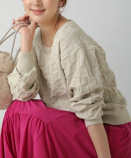 Bou Jeloud（ブージュルード）の「イントレチャートドルマンプルオーバー（その他トップス・レディース・オレンジ/グリーン/アイボリー・FREE）」の2枚目の写真