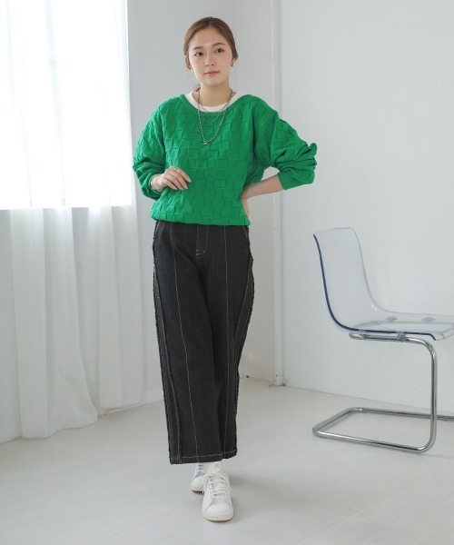 Bou Jeloud（ブージュルード）の「イントレチャートドルマンプルオーバー（その他トップス・レディース・オレンジ/グリーン/アイボリー・FREE）」の19枚目の写真