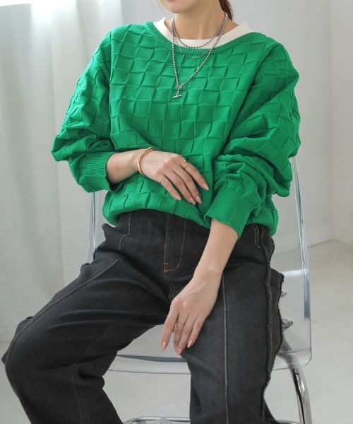 Bou Jeloud（ブージュルード）の「イントレチャートドルマンプルオーバー（その他トップス・レディース・オレンジ/グリーン/アイボリー・FREE）」の21枚目の写真