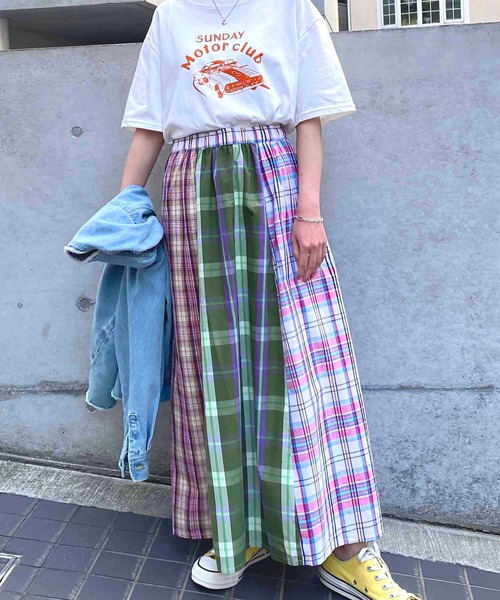 しし　カネコイサオ　パッチワーク　ロングスカート KANEKOISAO カネコイサオパッチワークロングスカート ブラウン系
