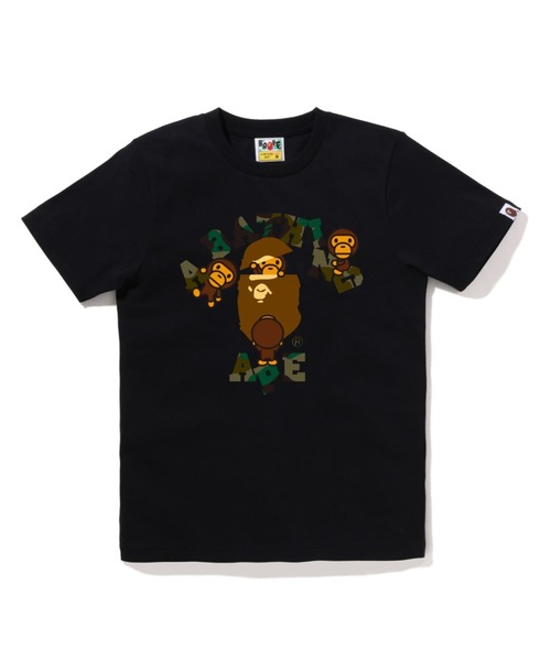 A BATHING APE(アベイシングエイプ)の「1ST CAMO COLLEGE MILO TEE L(Tシャツ/カットソー・レディース・ホワイト×グリーン/ブラック×グリーン/ホワイト×イエロー/ブラック×イエロー・SMALL/XX-SMALL/X-SMALL/MEDIUM)」の3枚目の写真