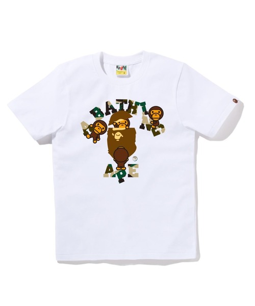 A BATHING APE(アベイシングエイプ)の「1ST CAMO COLLEGE MILO TEE L(Tシャツ/カットソー・レディース・ホワイト×グリーン/ブラック×グリーン/ホワイト×イエロー/ブラック×イエロー・SMALL/XX-SMALL/X-SMALL/MEDIUM)」の2枚目の写真