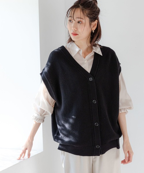 GLOBAL WORK(グローバルワーク)の「カノコ編み2WAYベスト/177539(ベスト・レディース・オフホワイト/グリーン系その他4/ベージュ/ブラック・FREE)」の8枚目の写真