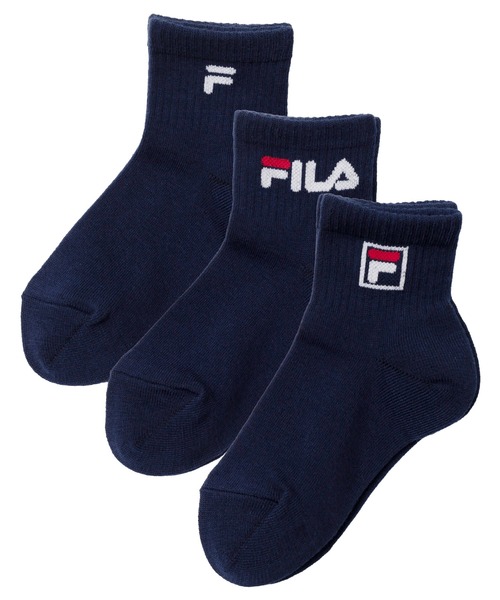 FILA（フィラ）の「FILA/フィラ キッズ ショート丈 ソックス ブランド ロゴ 抗菌防臭 つま先踵補強 靴下 3足セット（ソックス/靴下・キッズ・ブラック/ホワイト/ネイビー・24/20）」の3枚目の写真