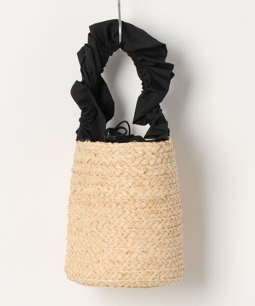 Q（キュー）の「ラフィアバケットバッグ（かごバッグ・レディース・ブラック/ピンク・ONE SIZE）」の10枚目の写真
