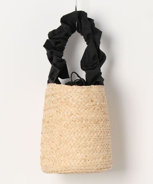 Q（キュー）の「ラフィアバケットバッグ（かごバッグ・レディース・ブラック/ピンク・ONE SIZE）」の8枚目の写真