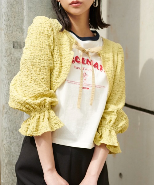 FREE'S MART（フリーズマート）の「◆ふくれショート丈ボレロ（シャツ/ブラウス・レディース・イエロー/ブラック/ホワイト・FREE）」の3枚目の写真