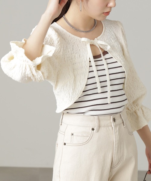 FREE'S MART（フリーズマート）の「◆ふくれショート丈ボレロ（シャツ/ブラウス・レディース・イエロー/ブラック/ホワイト・FREE）」の9枚目の写真