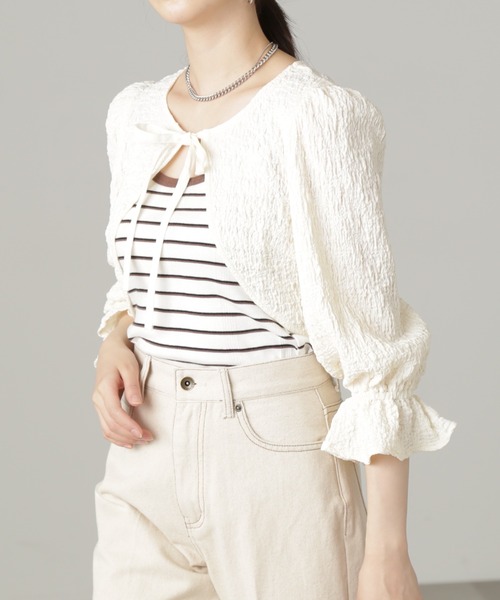 FREE'S MART（フリーズマート）の「◆ふくれショート丈ボレロ（シャツ/ブラウス・レディース・イエロー/ブラック/ホワイト・FREE）」の8枚目の写真