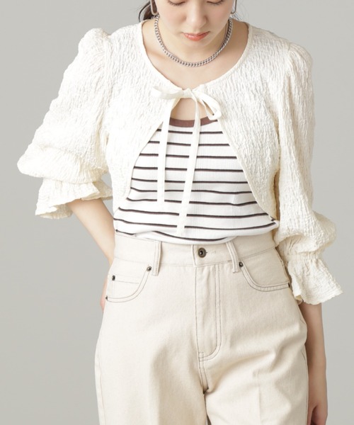 FREE'S MART（フリーズマート）の「◆ふくれショート丈ボレロ（シャツ/ブラウス・レディース・イエロー/ブラック/ホワイト・FREE）」の11枚目の写真