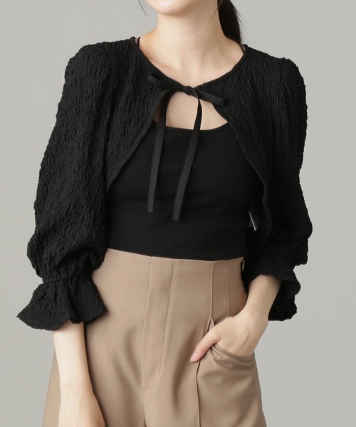 FREE'S MART（フリーズマート）の「◆ふくれショート丈ボレロ（シャツ/ブラウス・レディース・イエロー/ブラック/ホワイト・FREE）」の16枚目の写真