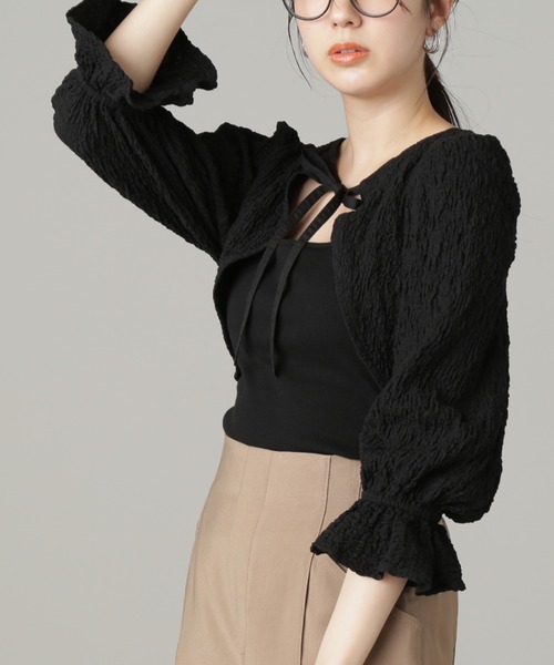 FREE'S MART（フリーズマート）の「◆ふくれショート丈ボレロ（シャツ/ブラウス・レディース・イエロー/ブラック/ホワイト・FREE）」の18枚目の写真