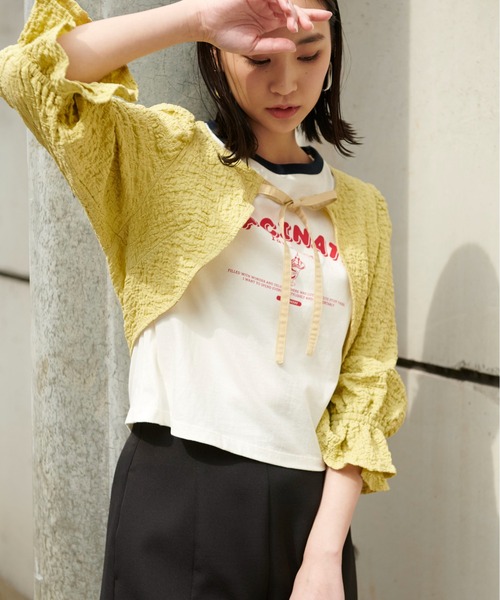 FREE'S MART（フリーズマート）の「◆ふくれショート丈ボレロ（シャツ/ブラウス・レディース・イエロー/ブラック/ホワイト・FREE）」の4枚目の写真