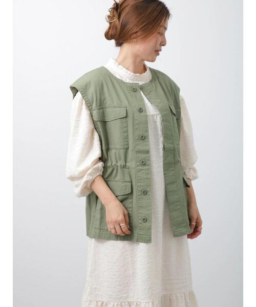 Lugnoncure（ルノンキュール）の「ミリタリーベスト（ベスト・レディース・カーキ/ベージュ・ﾌﾘ-）」の4枚目の写真