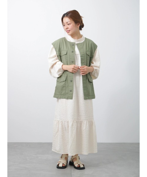 Lugnoncure（ルノンキュール）の「ミリタリーベスト（ベスト・レディース・カーキ/ベージュ・ﾌﾘ-）」の5枚目の写真