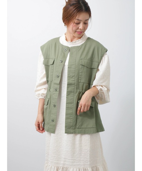 Lugnoncure（ルノンキュール）の「ミリタリーベスト（ベスト・レディース・カーキ/ベージュ・ﾌﾘ-）」の7枚目の写真