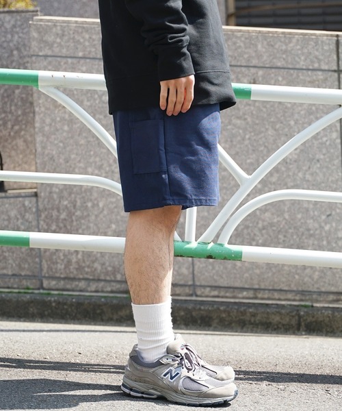 HUF(ハフ)の「HUF/ハフ WORKMAN CANVAS SHORT クラウンロゴ ショートパンツ ハーフパンツ ワークパンツ(その他パンツ・メンズ・ネイビー/ブラック・34/30/32)」の3枚目の写真